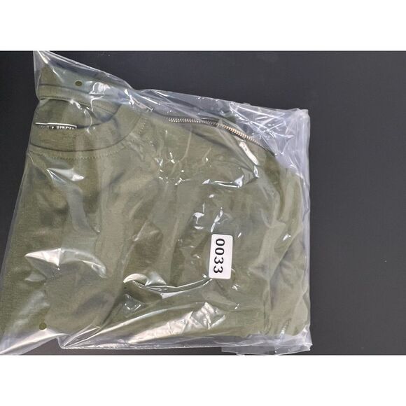Bleecker Mercer Adult Large Green Short Sleeve Shredded Shirt Crewneck Zipper - Picture 13 of 13
